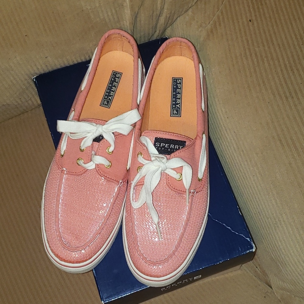 Sperry Bahama Coral Jersey Sequin Shoes